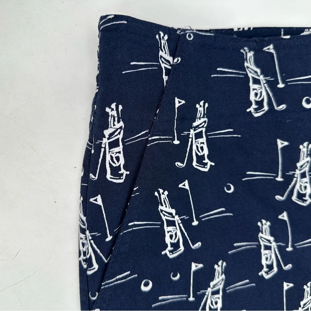 IZOD GOLF Shorts Women’s 4 Dark Blue Golf Bag Print Classic Preppy Vacation